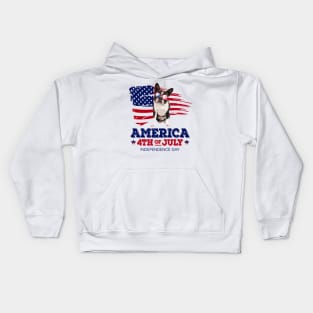 Boston Terrier Flag USA - America 4th Of July Independence Day Kids Hoodie